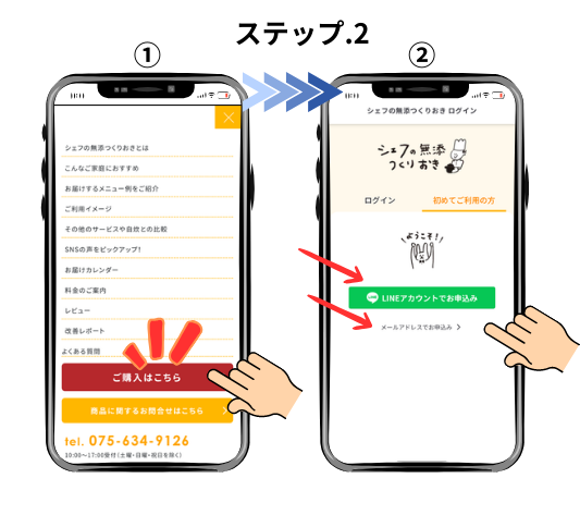 スマホでの「お申込み」手順ステップ2の写真