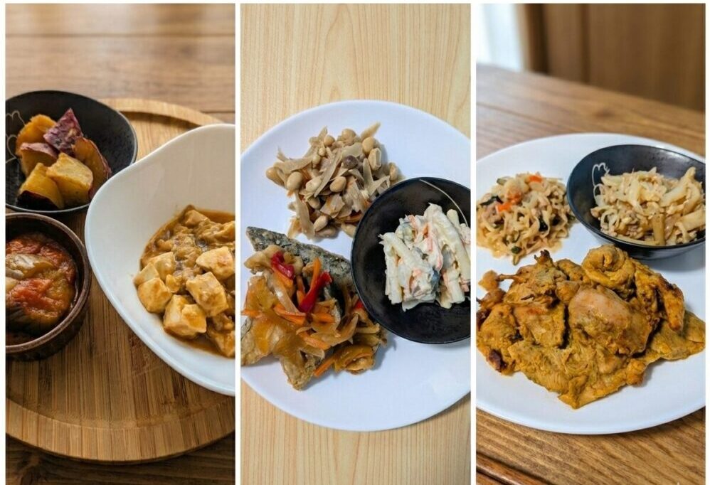 「シェフの無添つくりおき」の３日分の夕食のすべてが載った写真。