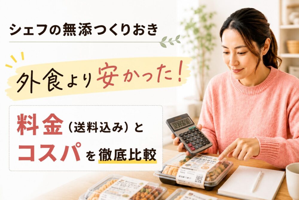 シェフの無添つくりおきの料金とコスパを比較している女性の画像